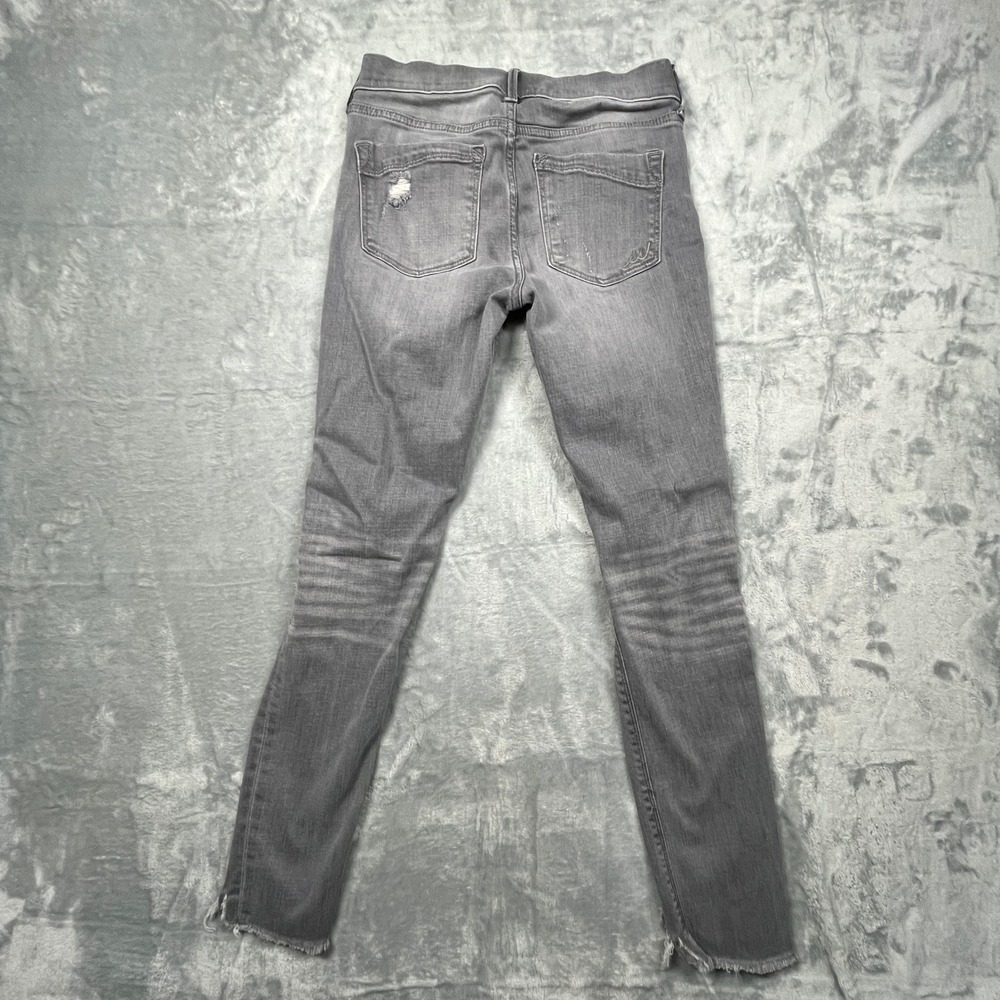 Express Jeans Women 2R Grey Distressed Performance Stretch Mid Rise Skinny - Picture 2 of 13